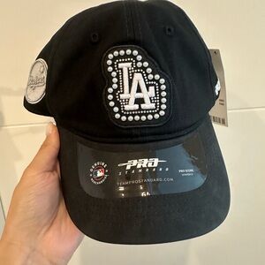 Black Pearl-Embellished LA Baseball Cap by